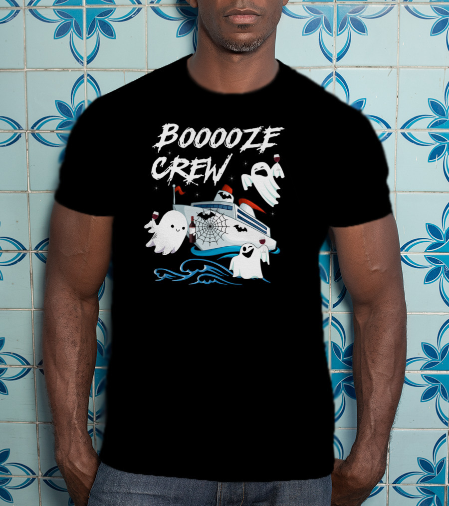 BOOOOZE CREW Ghosts Cruising With Wine On A Spooky Boat T-Shirt