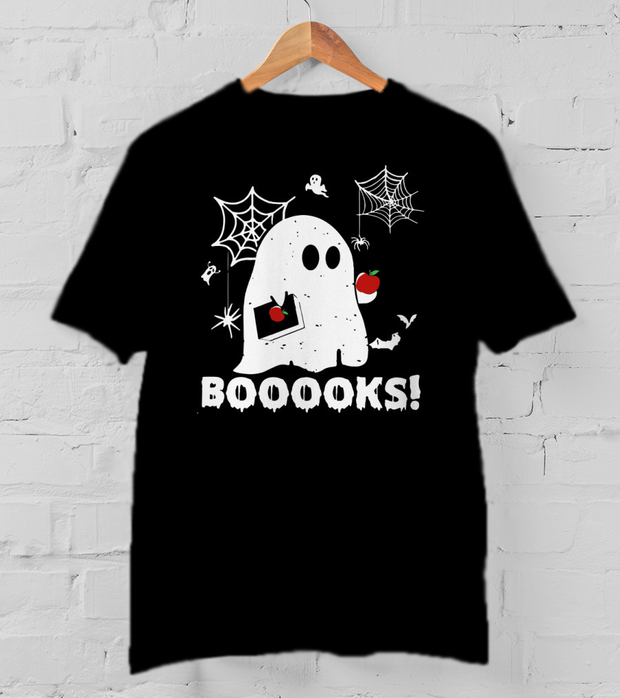 Ghost Boooooks Loves Apples And Webs T-Shirt
