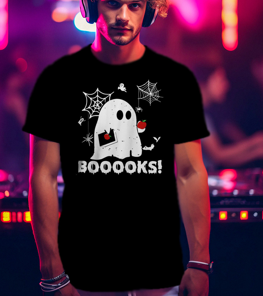 Ghost Boooooks Loves Apples And Webs T-Shirt