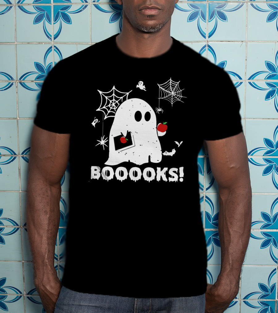 Ghost Boooooks Loves Apples And Webs T-Shirt