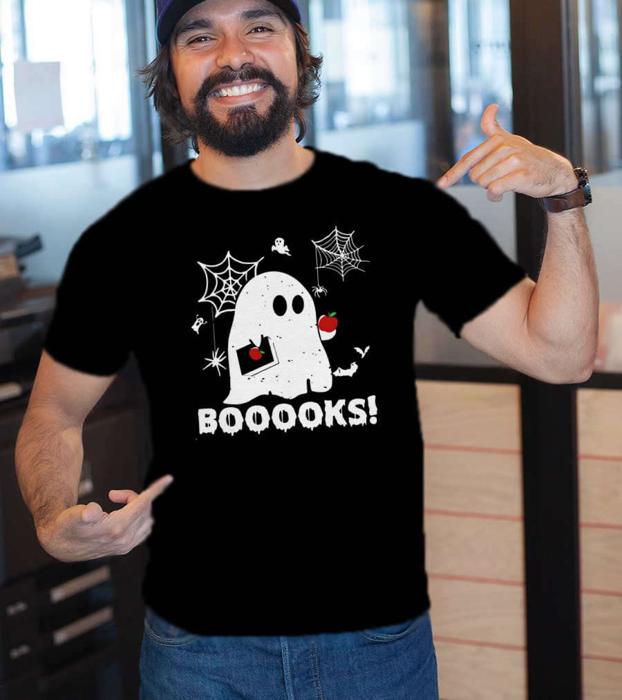 Ghost Boooooks Loves Apples And Webs T-Shirt