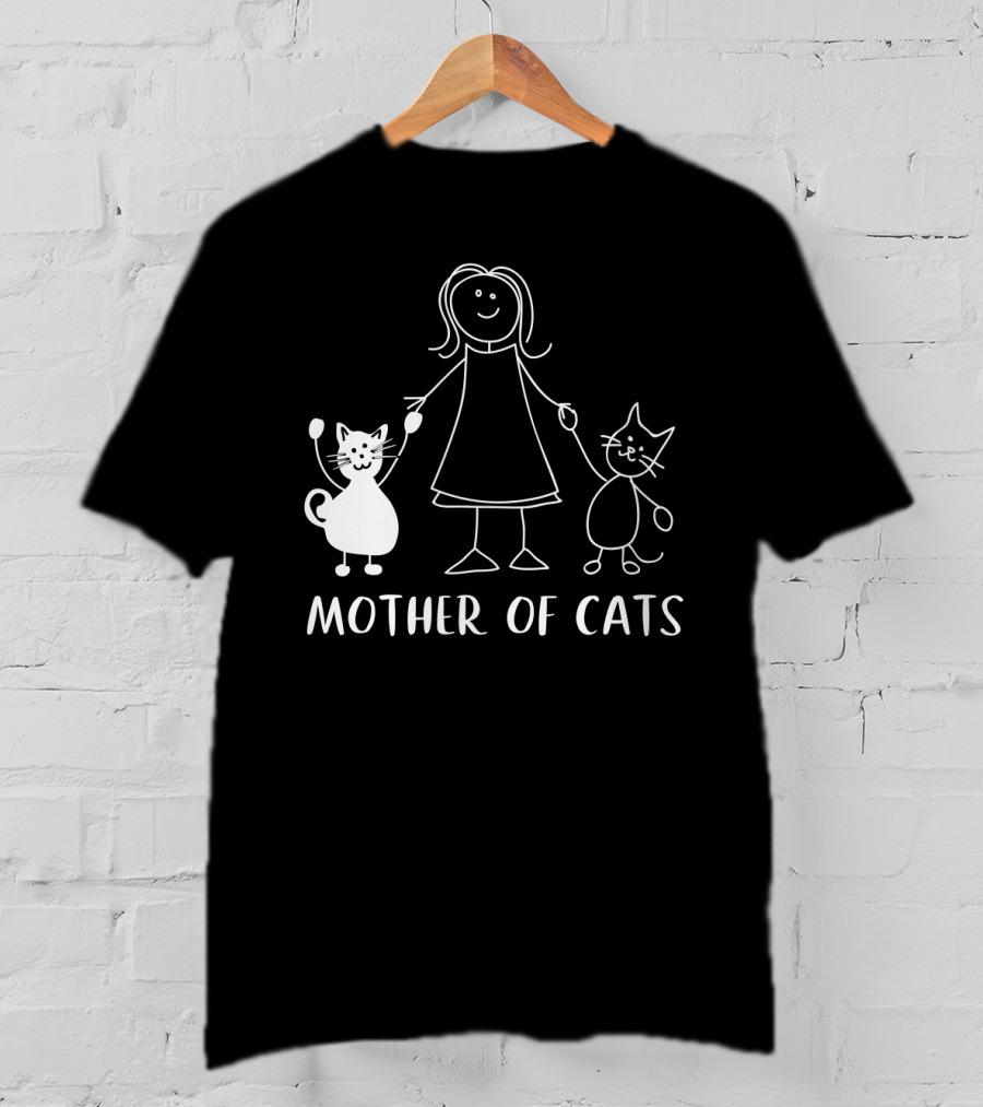 Mother Of Cats Stick Figure With Cats T-Shirt