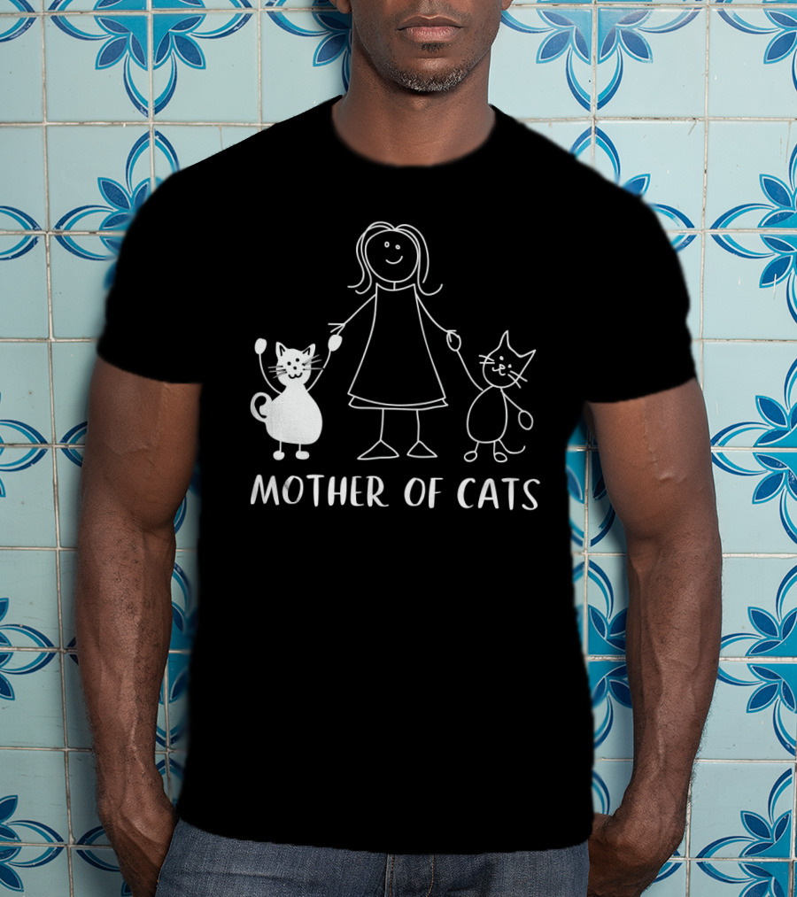 Mother Of Cats Stick Figure With Cats T-Shirt