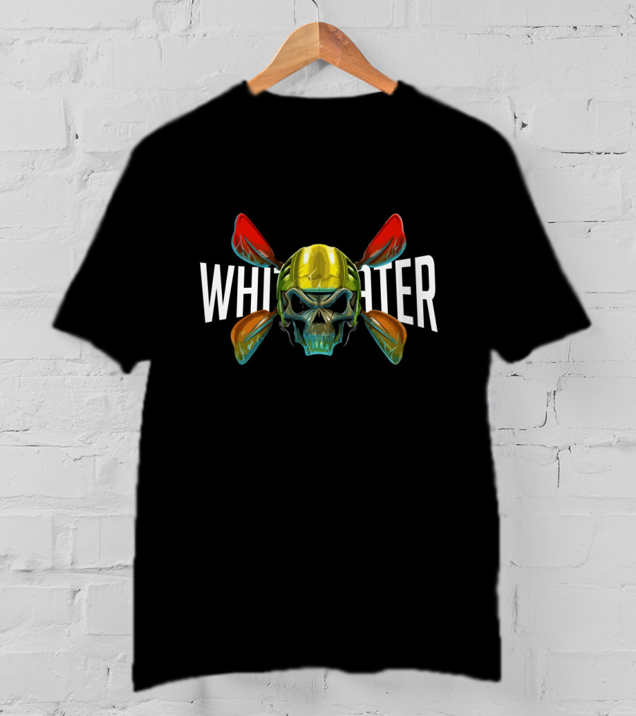 Whitewater Kayak Paddle Skull T-Shirt