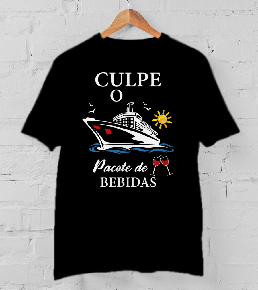 Culpe O Pacote De Bebidas Cruzeiro Sol E Mar Copos De Vinho T-Shirt