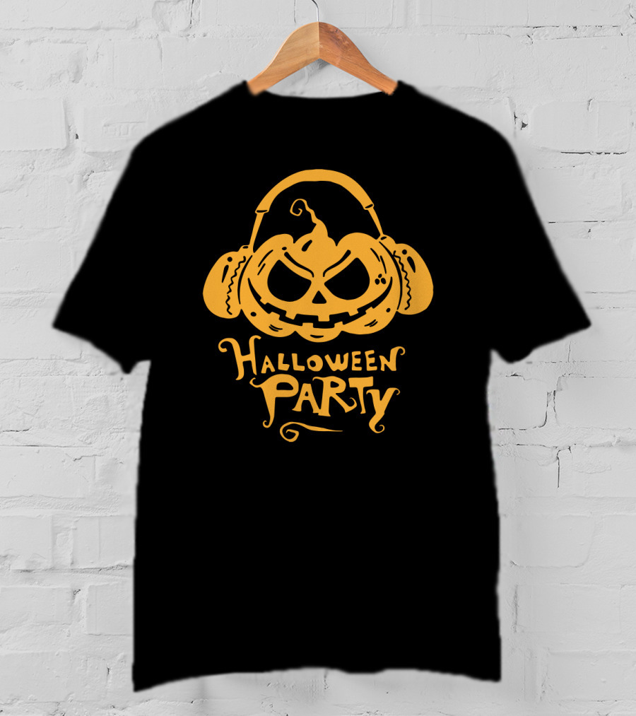 Halloween Party DJ Sound Pumpkin Headphones T-Shirt
