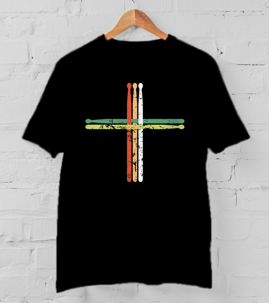 Drumsticks Cross Jesus Christian Percussion T-Shirt