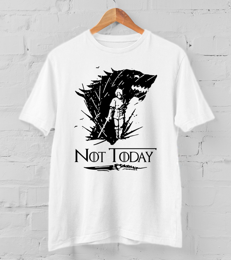 Not Today Sword Character With Direwolf Shadow T-Shirt