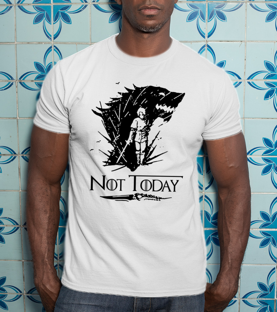Not Today Sword Character With Direwolf Shadow T-Shirt