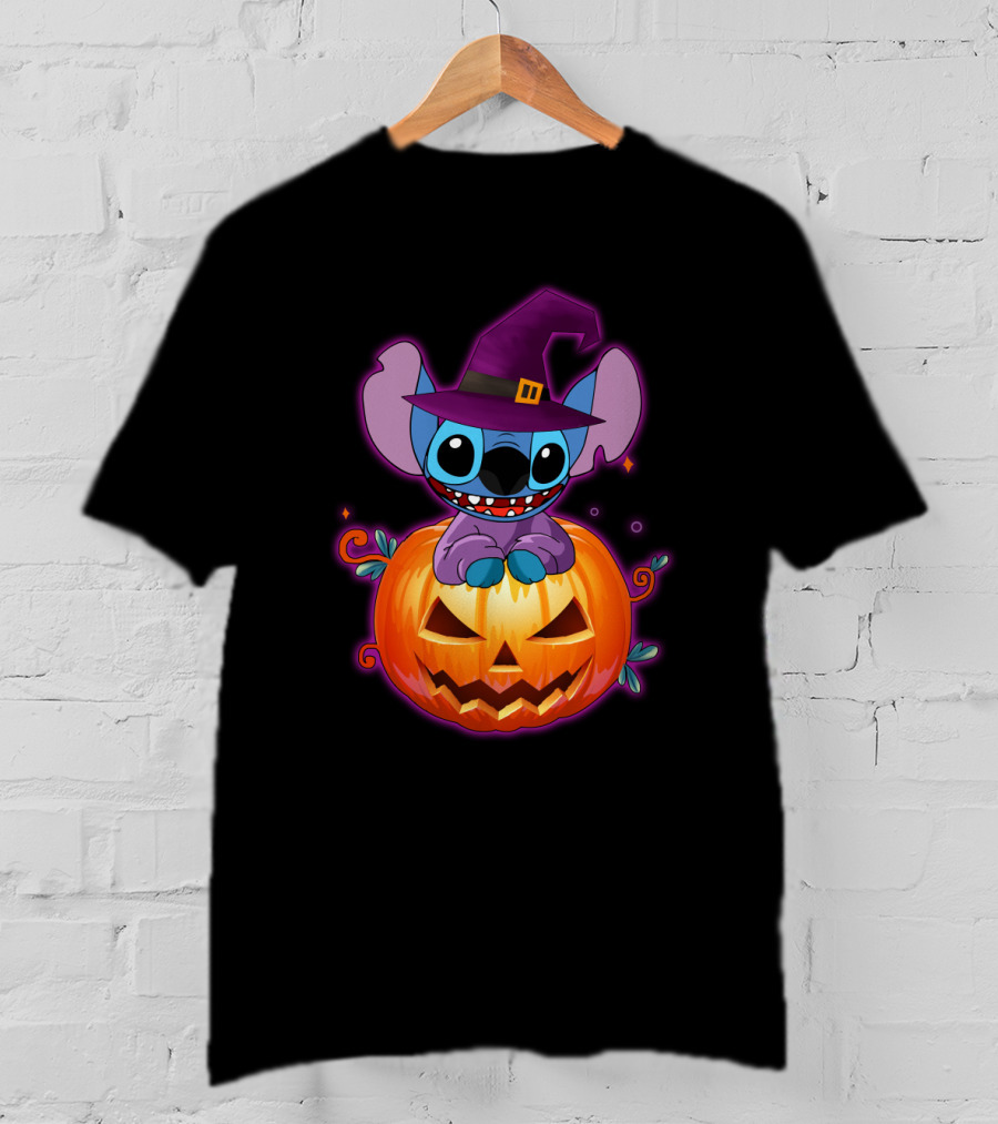 Stitch Witch Pumpkin Halloween Jack-O'-Lantern T-Shirt