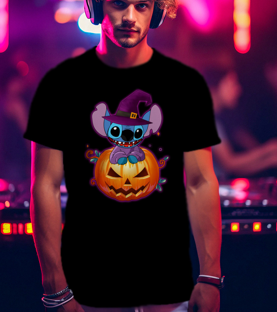 Stitch Witch Pumpkin Halloween Jack-O'-Lantern T-Shirt