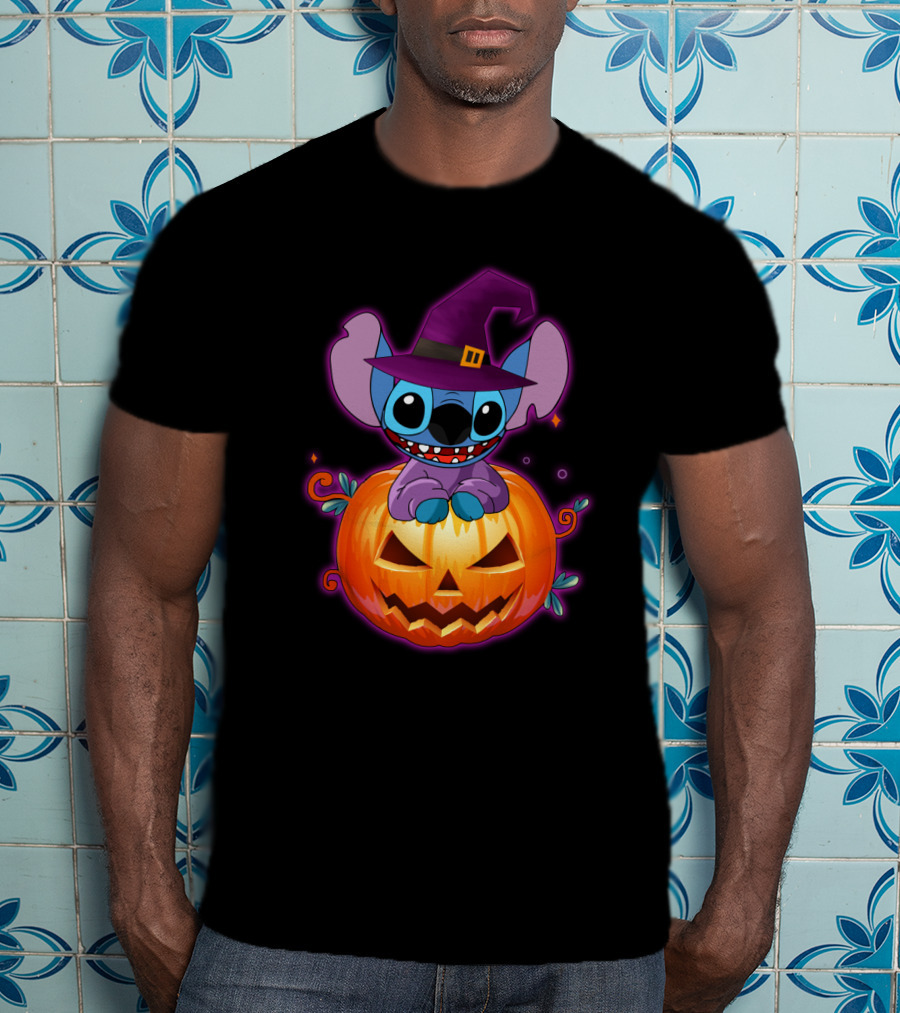 Stitch Witch Pumpkin Halloween Jack-O'-Lantern T-Shirt