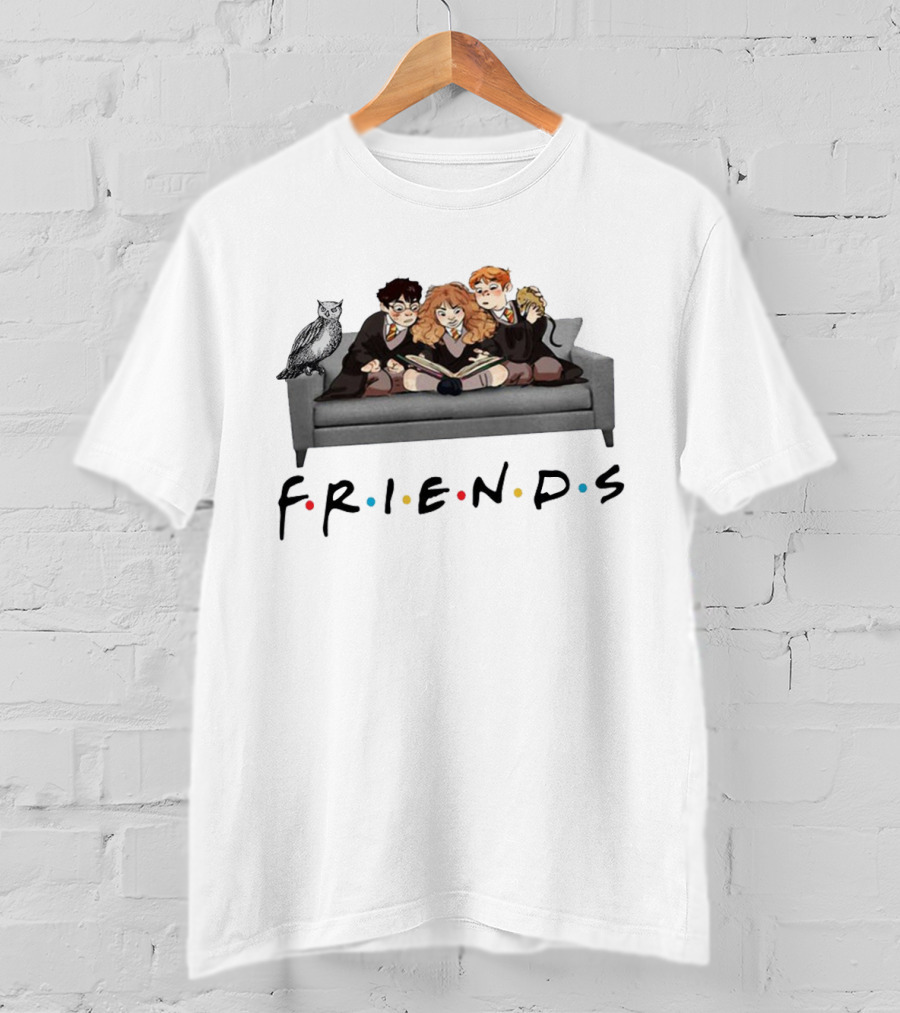 Friends Couch With Wizard Trio And Owl T-Shirt