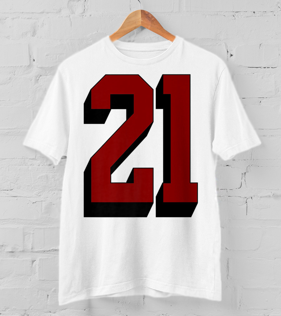Number 21 Varsity Fan Sports Team White Jersey Premium 21 T-Shirt