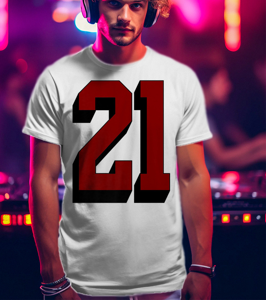 Number 21 Varsity Fan Sports Team White Jersey Premium 21 T-Shirt