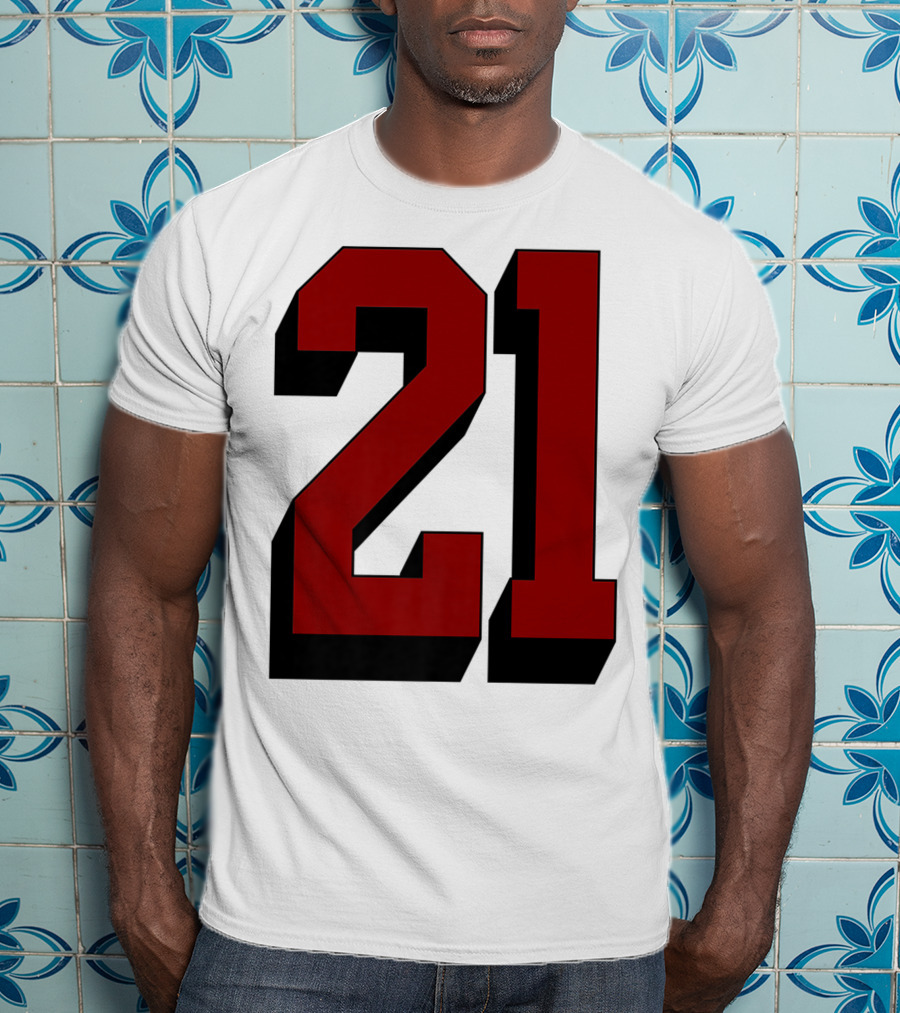 Number 21 Varsity Fan Sports Team White Jersey Premium 21 T-Shirt