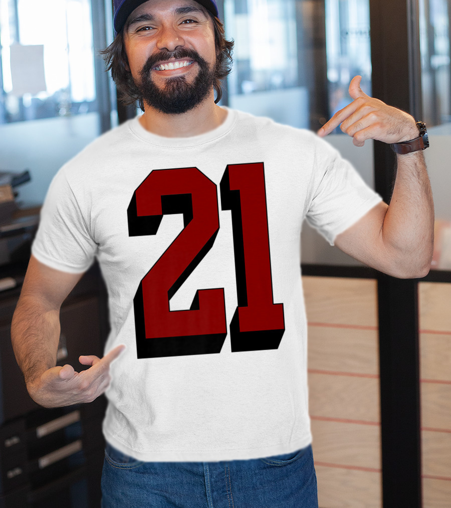 Number 21 Varsity Fan Sports Team White Jersey Premium 21 T-Shirt