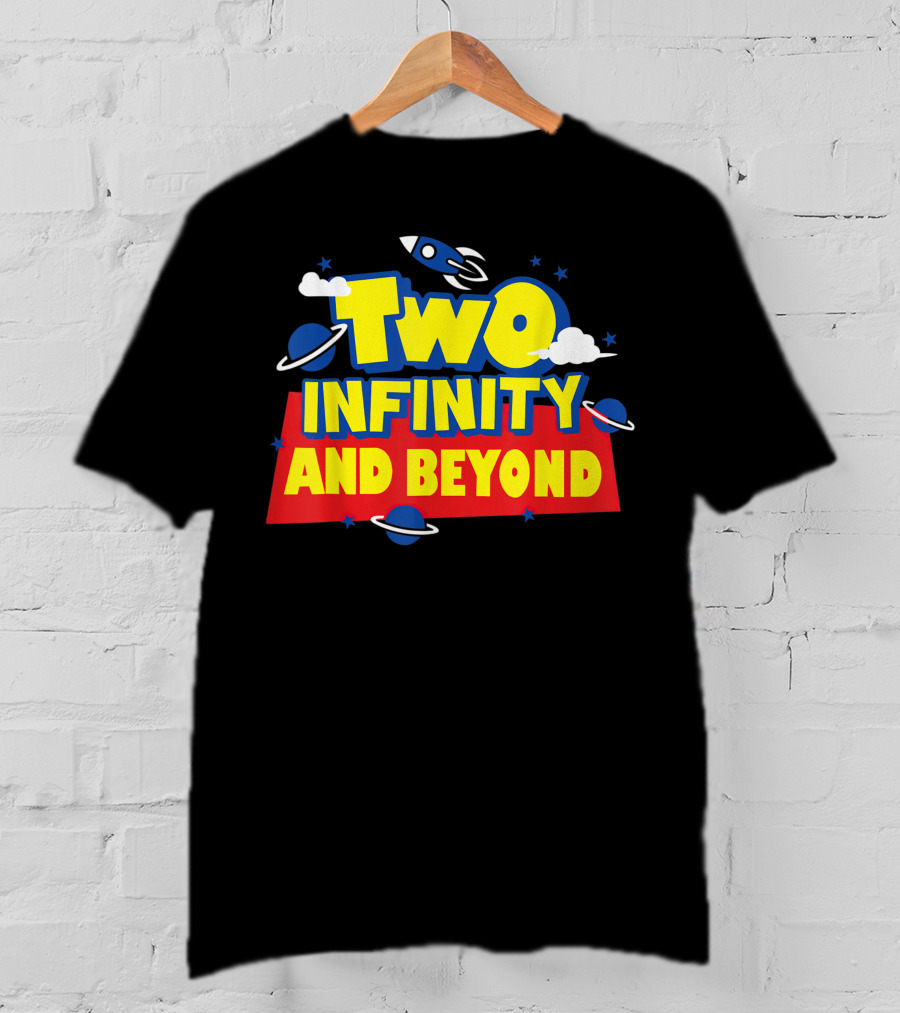 Two Infinity And Beyond 2nd Birthday Rocket And Planets T-Shirt