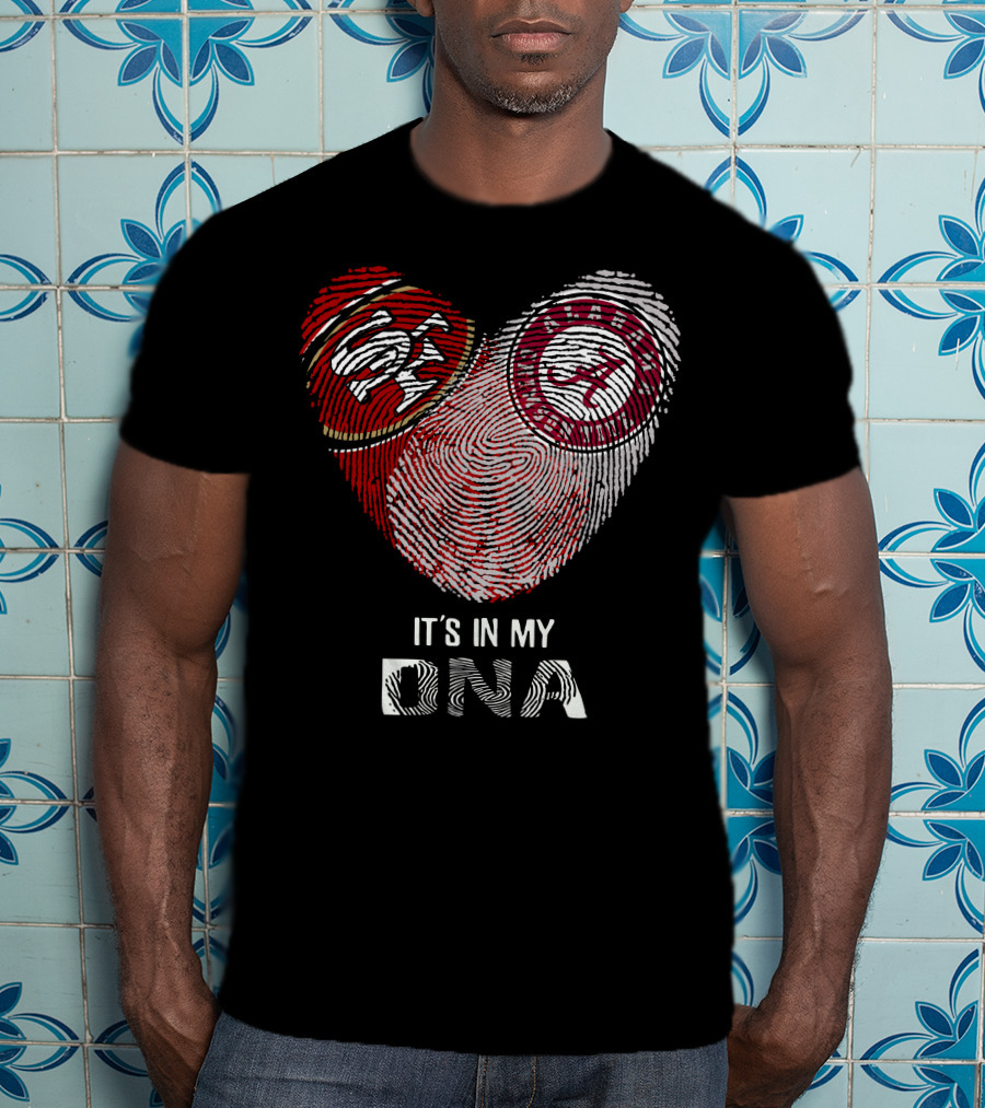 49ers Alabama It's In My Dna Fingerprint Heart T-Shirt