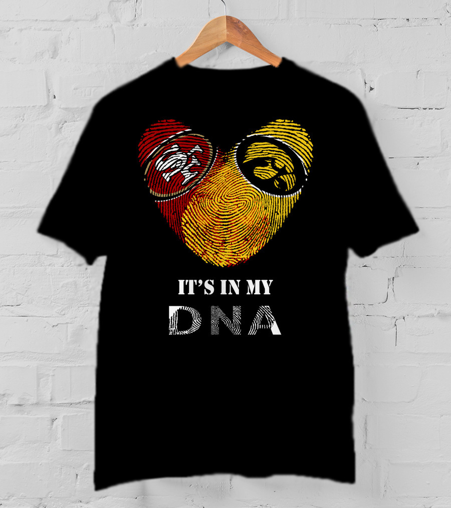 49ers Iowa Hawkeyes Dna Heart Fingerprint T-Shirt