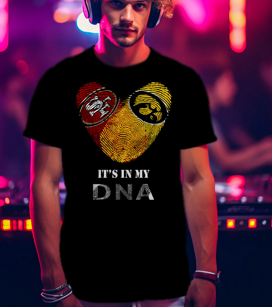 49ers Iowa Hawkeyes Dna Heart Fingerprint T-Shirt