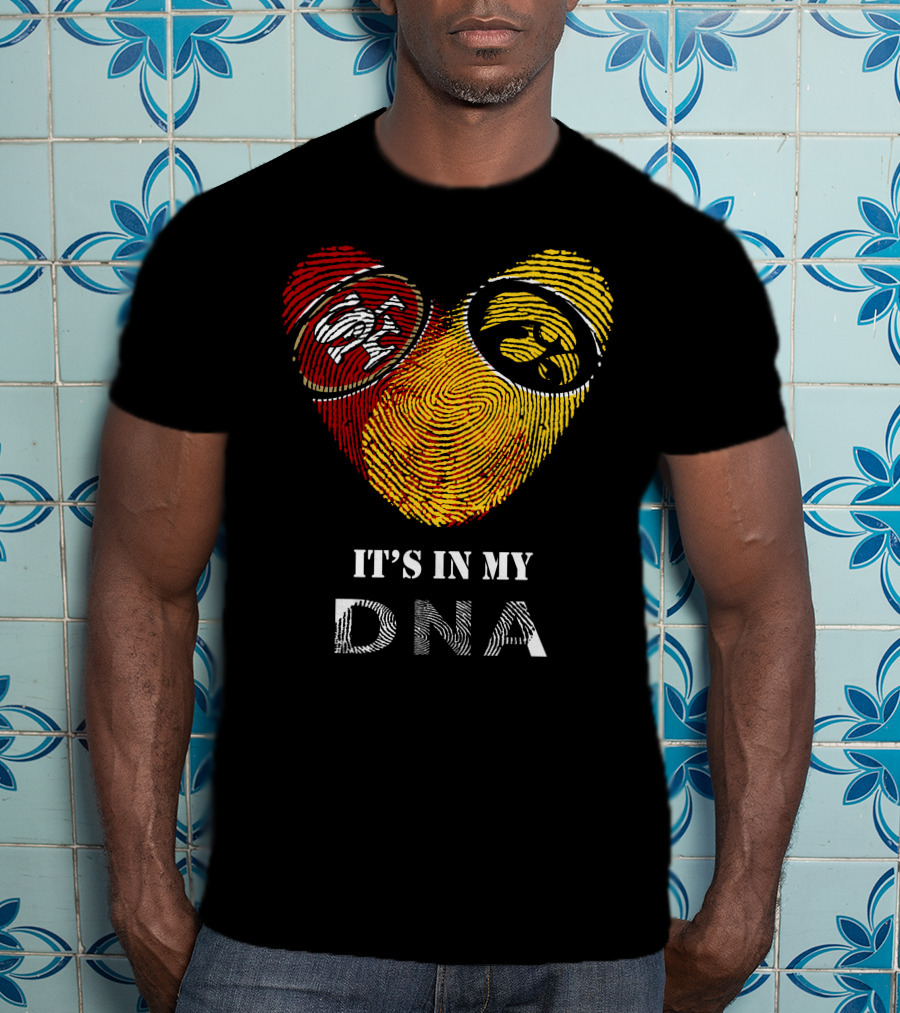 49ers Iowa Hawkeyes Dna Heart Fingerprint T-Shirt
