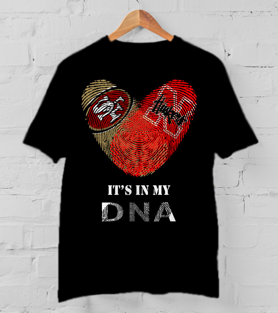 49ers Nebraska Cornhuskers Dna Fingerprint Heart T-Shirt