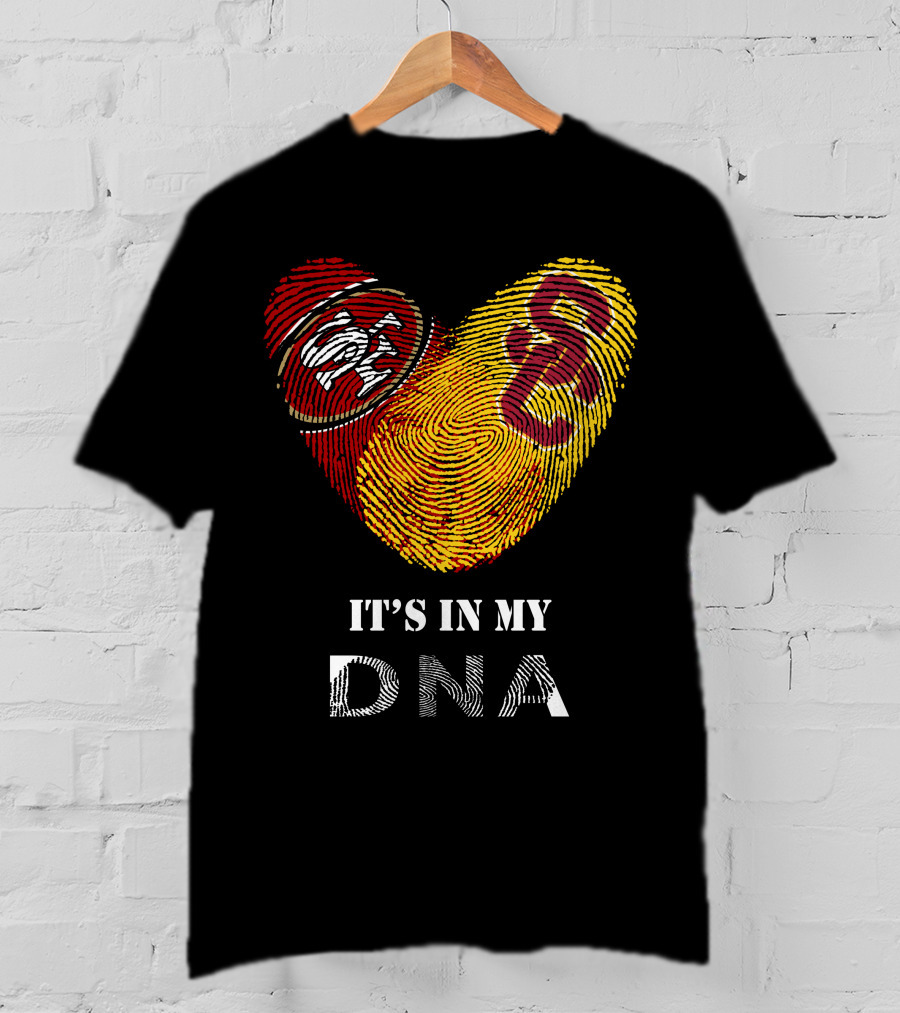 49ers Usc Trojans Heart Dna Fingerprint T-Shirt