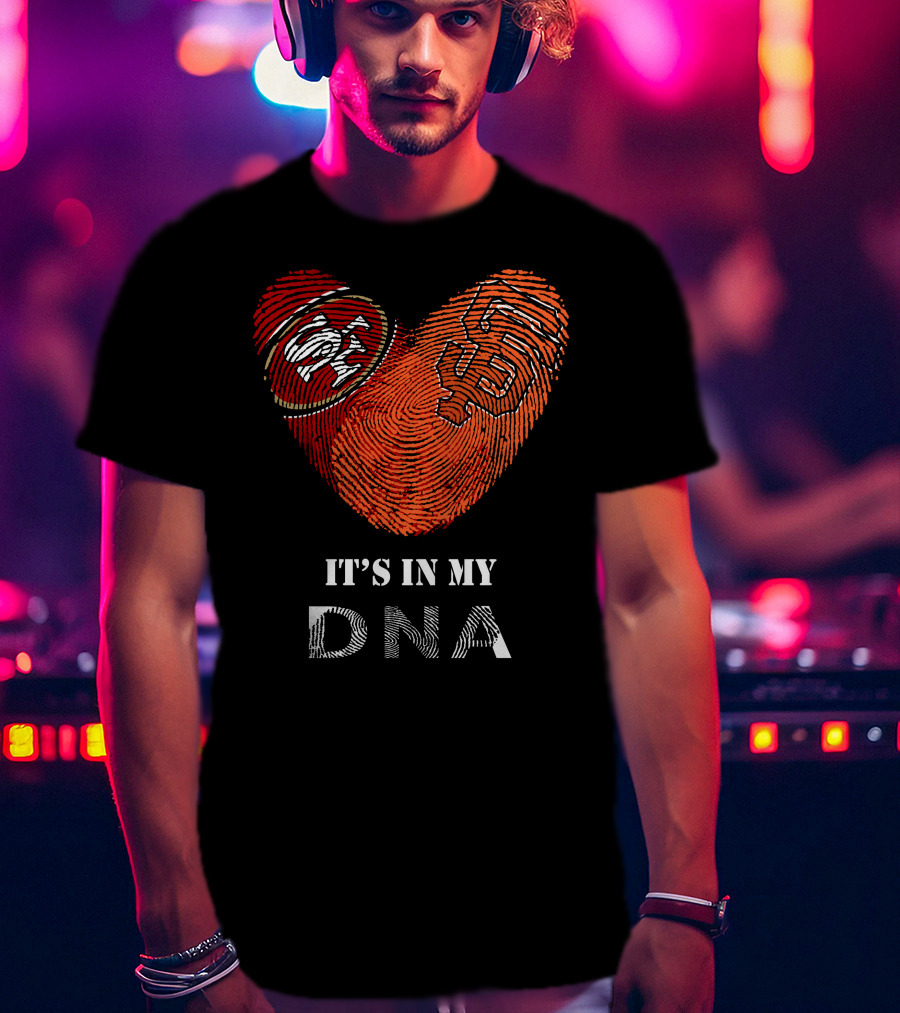 49ers Giants Heart Fingerprint DNA T-Shirt