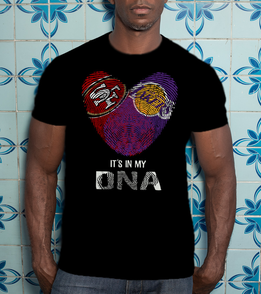 49Ers Lakers Heart Fingerprint It's In My DNA T-Shirt