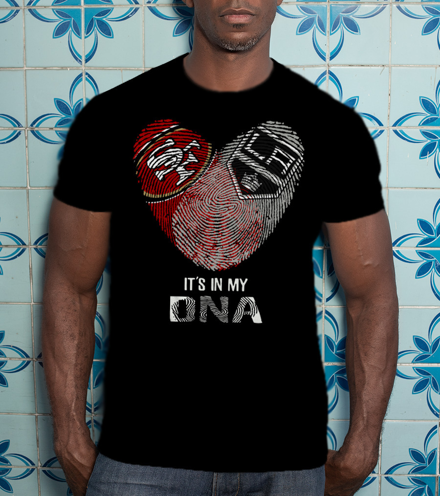 49ers Los Angeles Kings Heart Fingerprint It's In My DNA T-Shirt