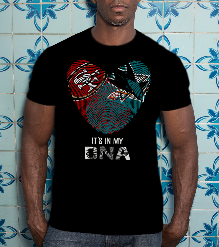 49ers San Jose Sharks Heart Thumbprint It's In My DNA T-Shirt