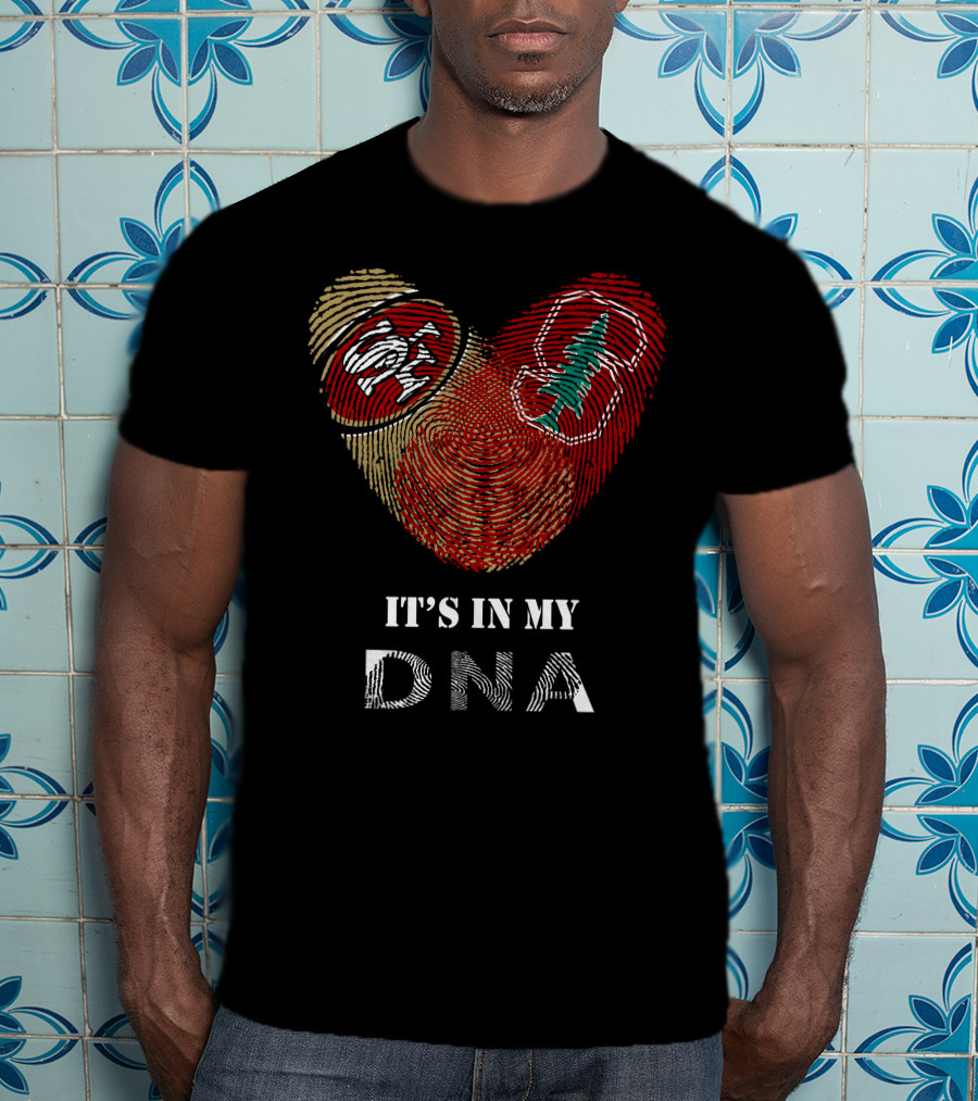 49Ers Stanford Cardinal Heart Fingerprint DNA T-Shirt