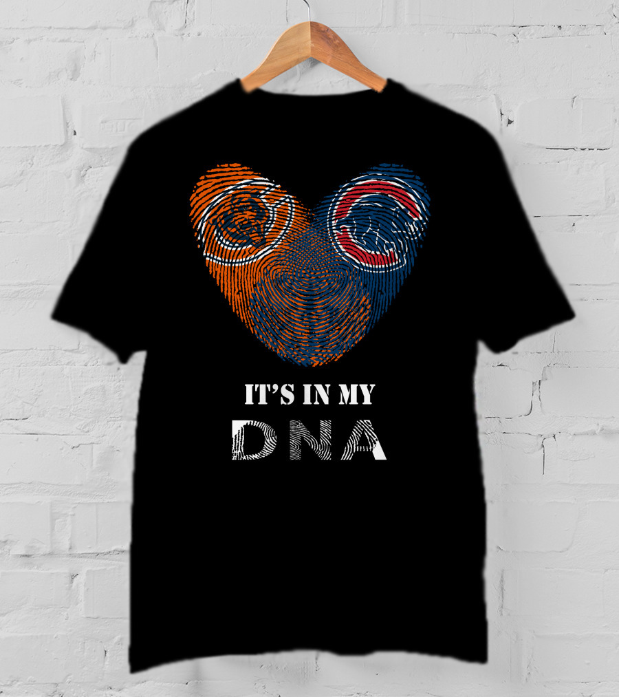 Chicago Bears Cubs It's In My Dna Fingerprint Heart T-Shirt