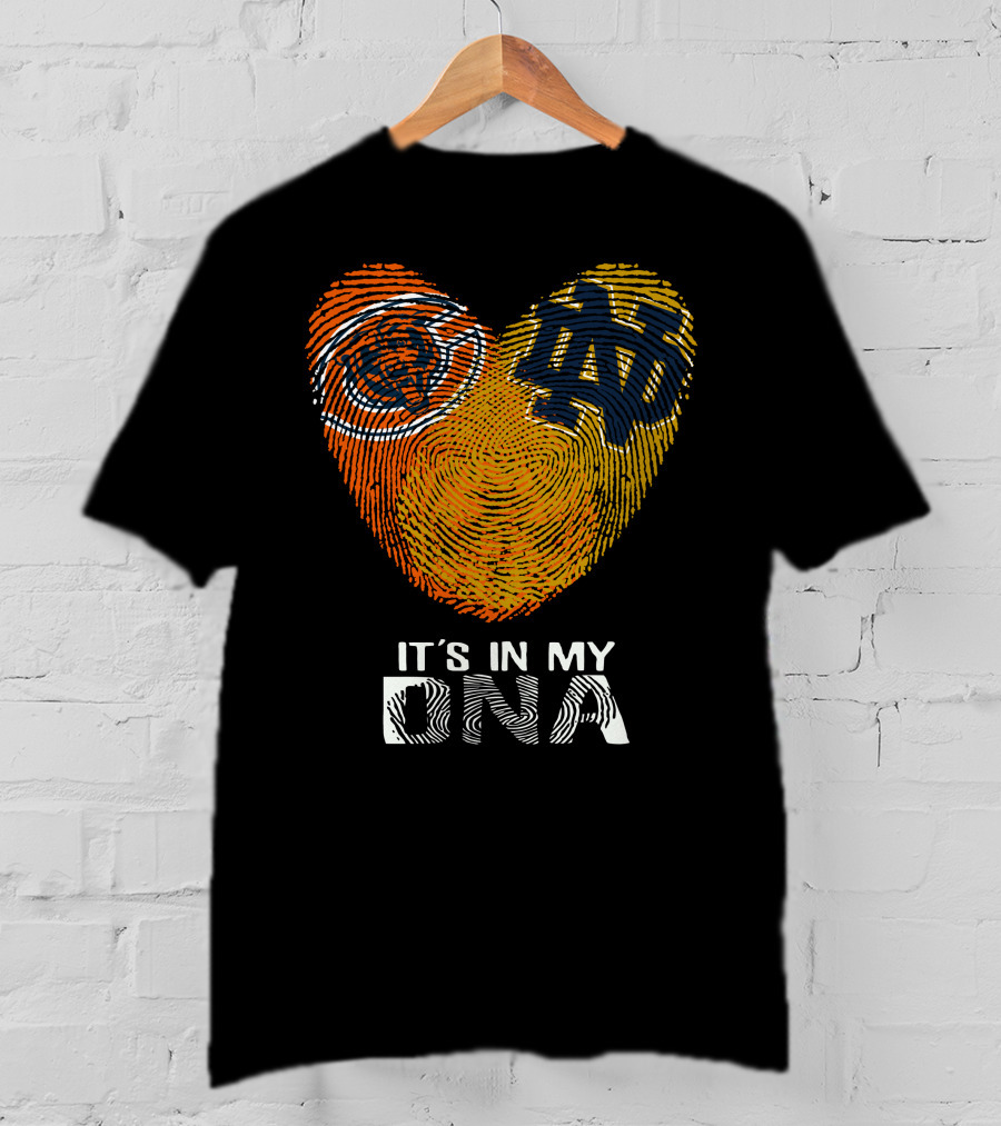 Bears Notre Dame It's In My Dna Heart Fingerprint Logo Icons T-Shirt