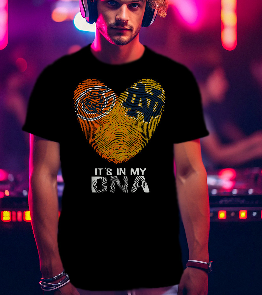 Bears Notre Dame It's In My Dna Heart Fingerprint Logo Icons T-Shirt