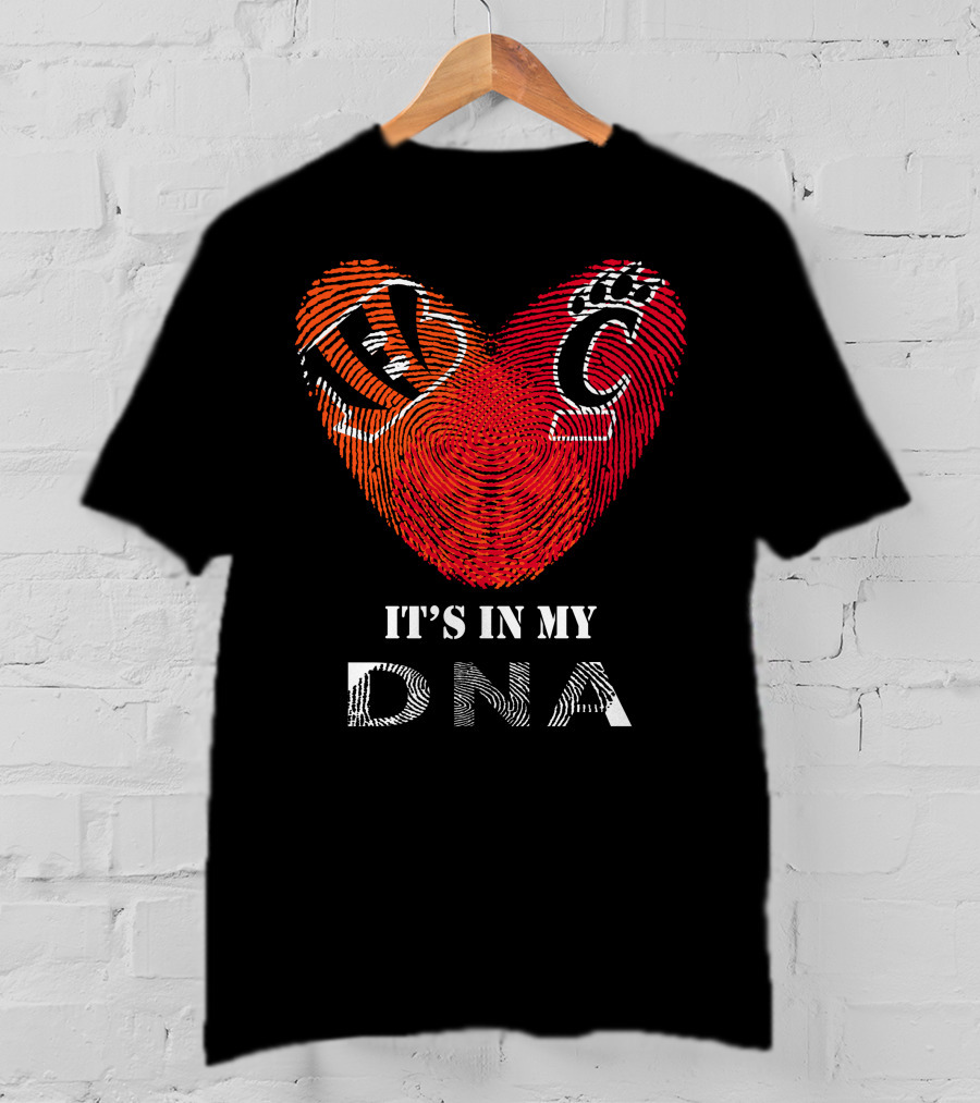 Bengals Cincinnati Bearcats Heart Fingerprint It's In My DNA T-Shirt