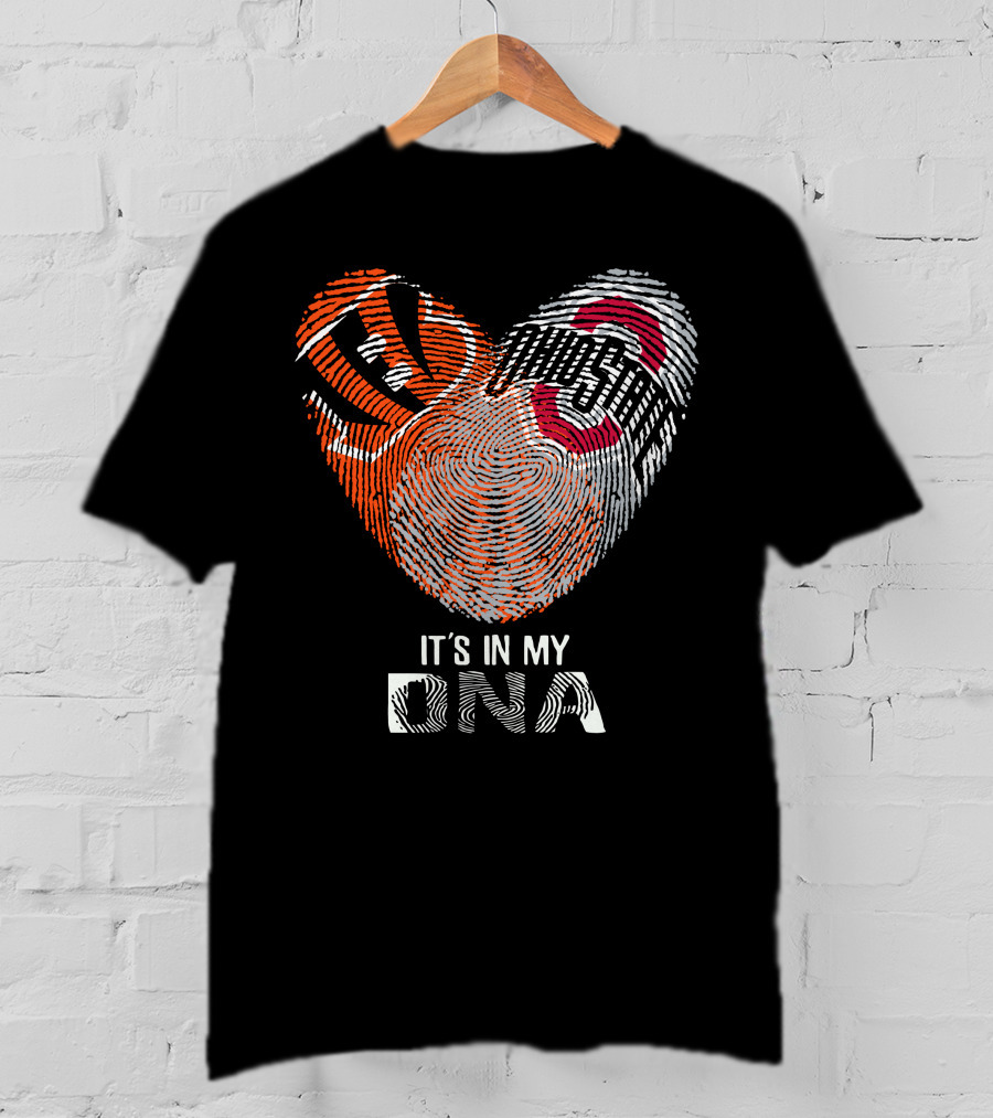 Bengals Ohio State Fingerprint Heart It's In My Dna T-Shirt