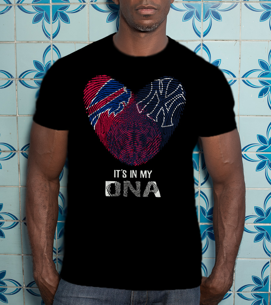 Bills Yankees It's In My DNA Fingerprint Heart T-Shirt