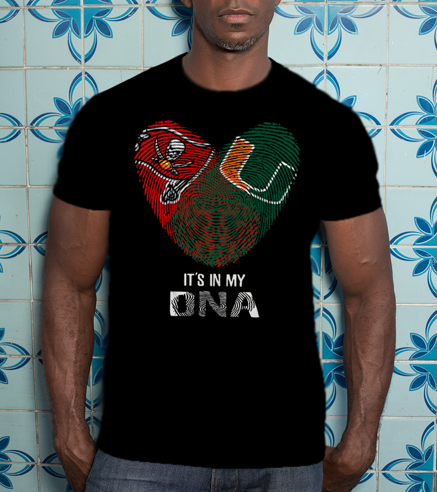Buccaneers Hurricanes Fingerprint Heart It's In My DNA T-Shirt