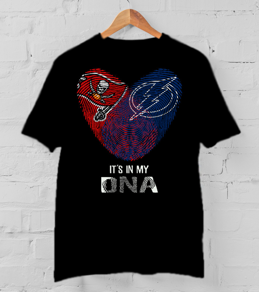 Buccaneers Lightning Heart It's In My Dna Fingerprint T-Shirt