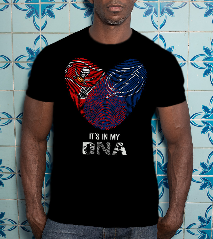 Buccaneers Lightning Heart It's In My Dna Fingerprint T-Shirt