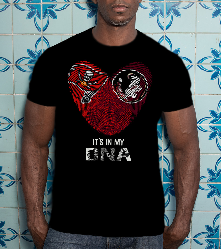 Buccaneers Seminoles Heart Fingerprint It's In My Dna T-Shirt