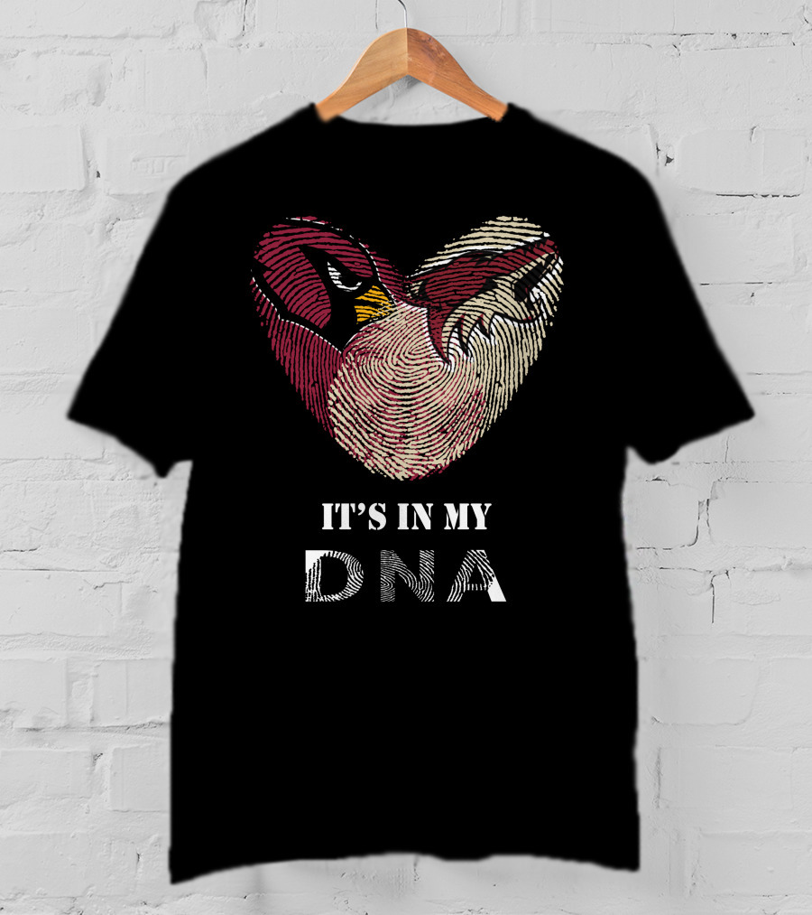 Cardinals Arizona Coyotes It's In My DNA Fingerprint Heart T-Shirt