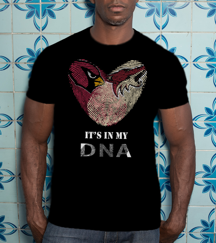 Cardinals Arizona Coyotes It's In My DNA Fingerprint Heart T-Shirt