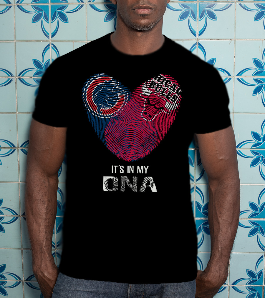 Chicago Cubs Bulls It's In My DNA Fingerprint Heart T-Shirt