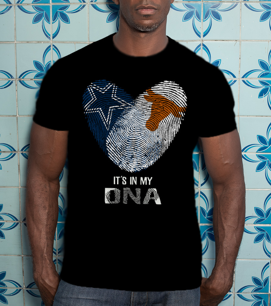 Cowboys Longhorns It's In My DNA Fingerprint Heart T-Shirt