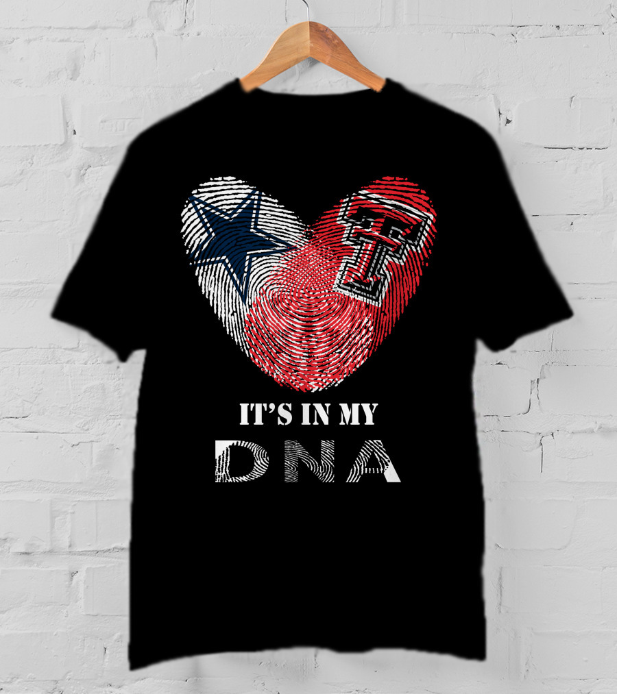 Cowboys Texas Tech Fingerprint Heart It's In My Dna T-Shirt