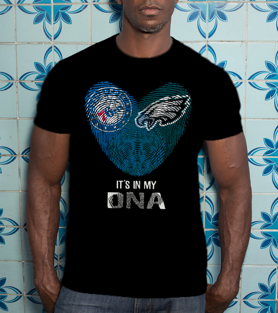 Eagles 76Ers It's In My DNA Fingerprint Heart T-Shirt