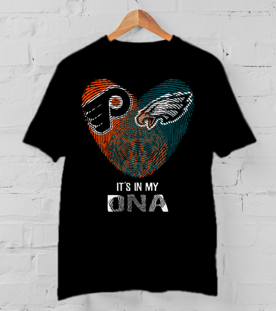 Philadelphia Eagles Flyers It's In My Dna Fingerprint T-Shirt